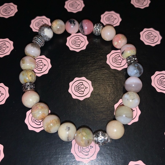 🪬2/$20🪬 ✋🏼Made Nat 8mm Rhodochrosite & Nat 8mm Pink Opal Stone Bracelet - Picture 3 of 16